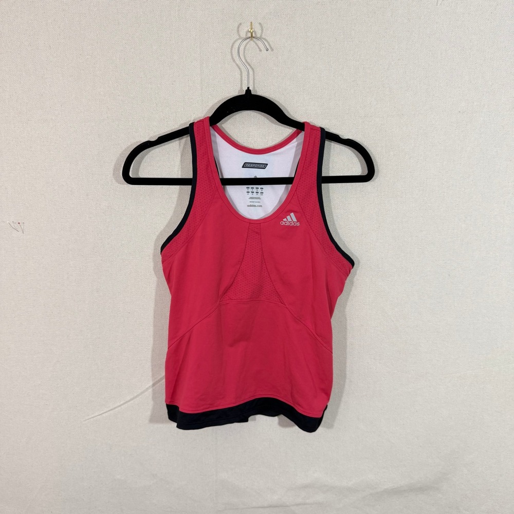 Adidas Response Climacool Tank Top Womens Medium Pink Black Racerback Athletic
